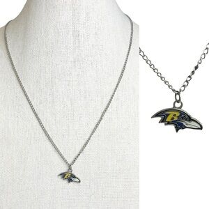 Vintage Baltimore Ravens NFL Dainty Pendant Necklace Silver Tone